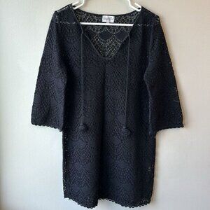 Mudpie swimsuit coverup black crochet small cotton and nylon